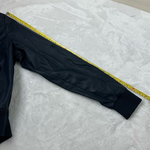 I.B. Diffusion Faux Leather Jacket Women's Size M Black Moto Style - Picture 9 of 11